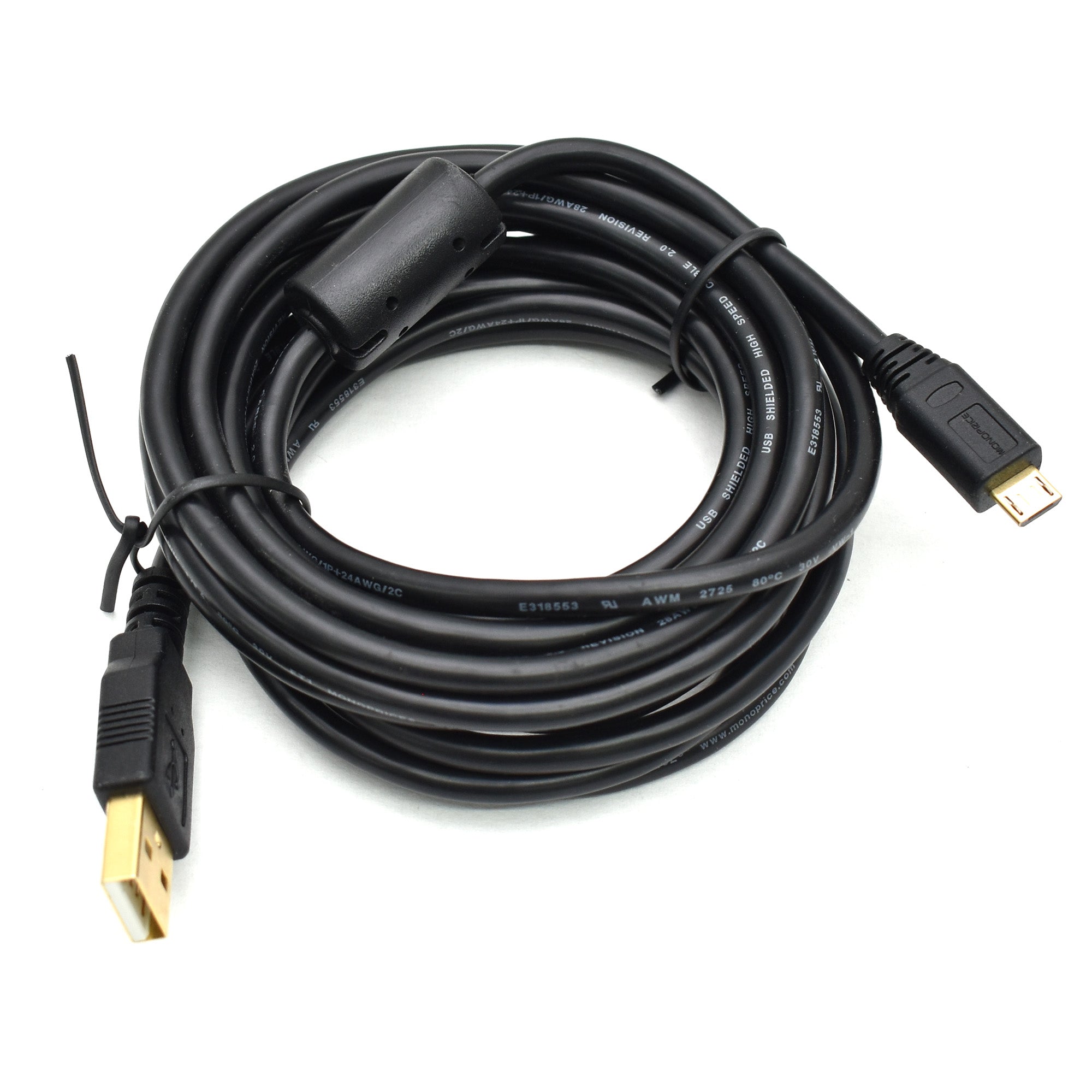 Fest frill skuespillerinde 10 ft Gold Plated USB Cable w/ Ferrite Core (USB Type B Micro/ CR-10 V